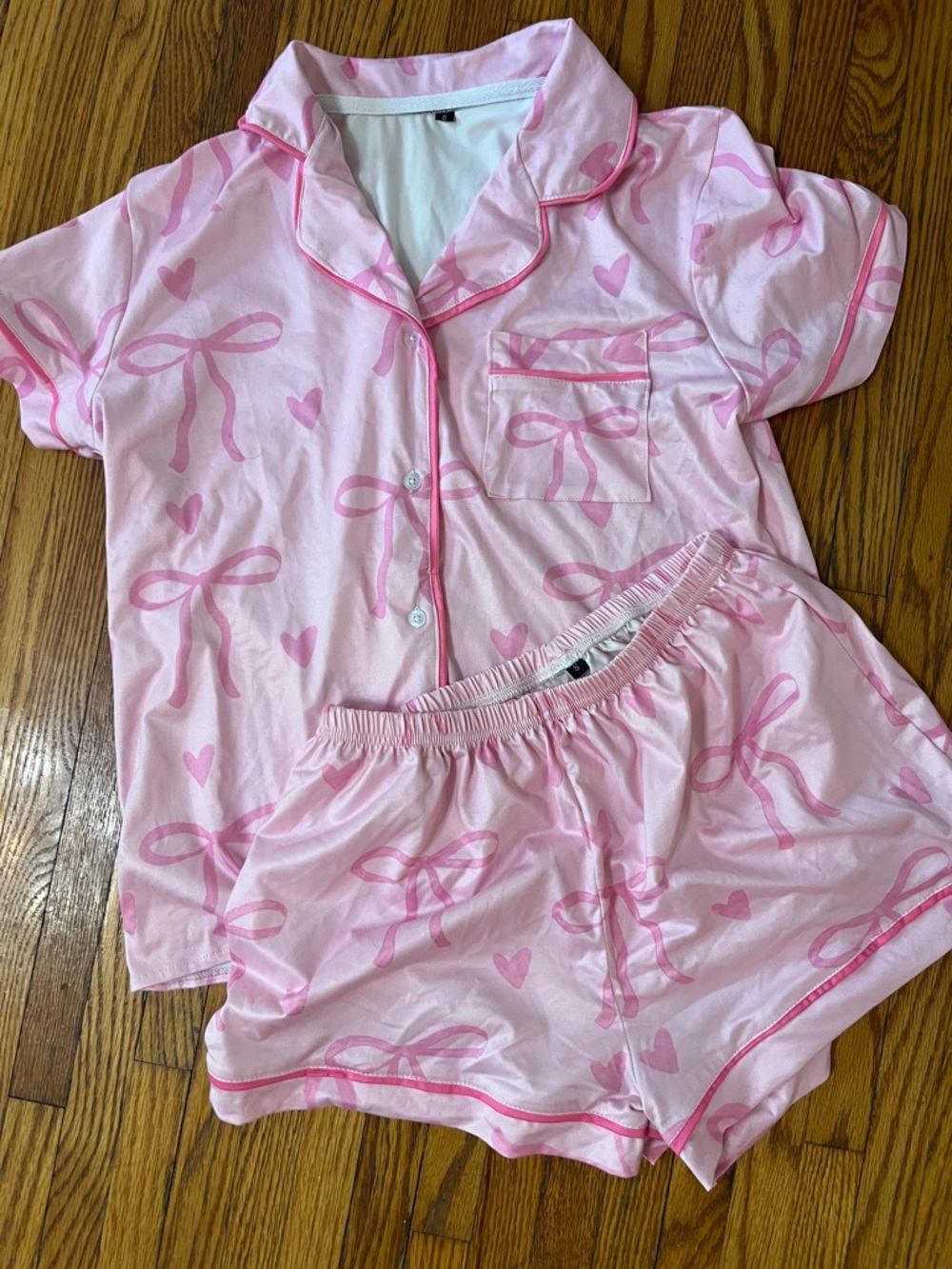 Pink Bow & Heart Pajama Set